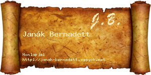 Janák Bernadett névjegykártya